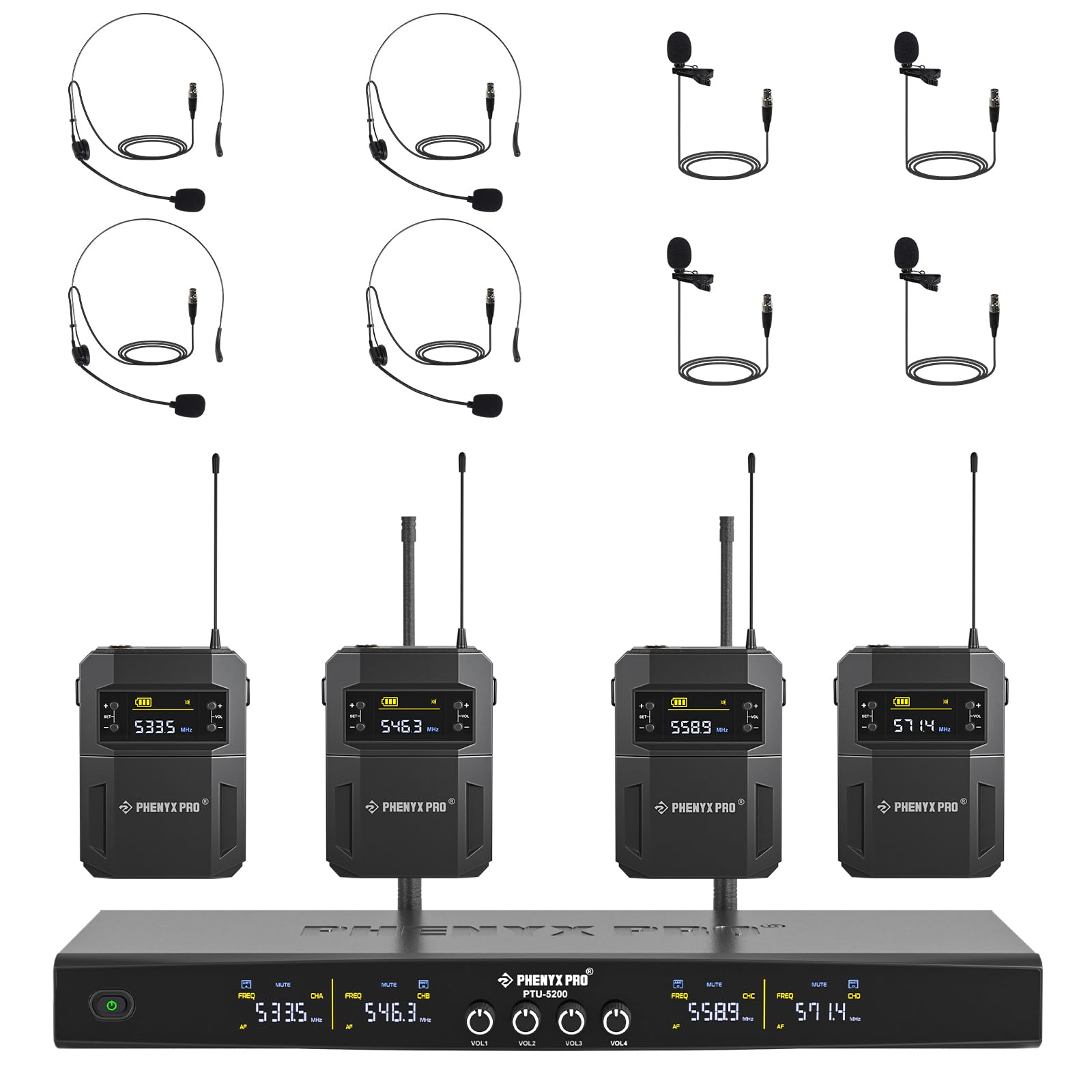 Phenyx Pro Wireless Microphone System, 4-Channel