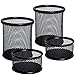 JPSOR 4 Packs Mesh Pencil Holder and Paper Clip Holder, Metal Black Pen Cups Paper Clips Organizer for Desk Office and School