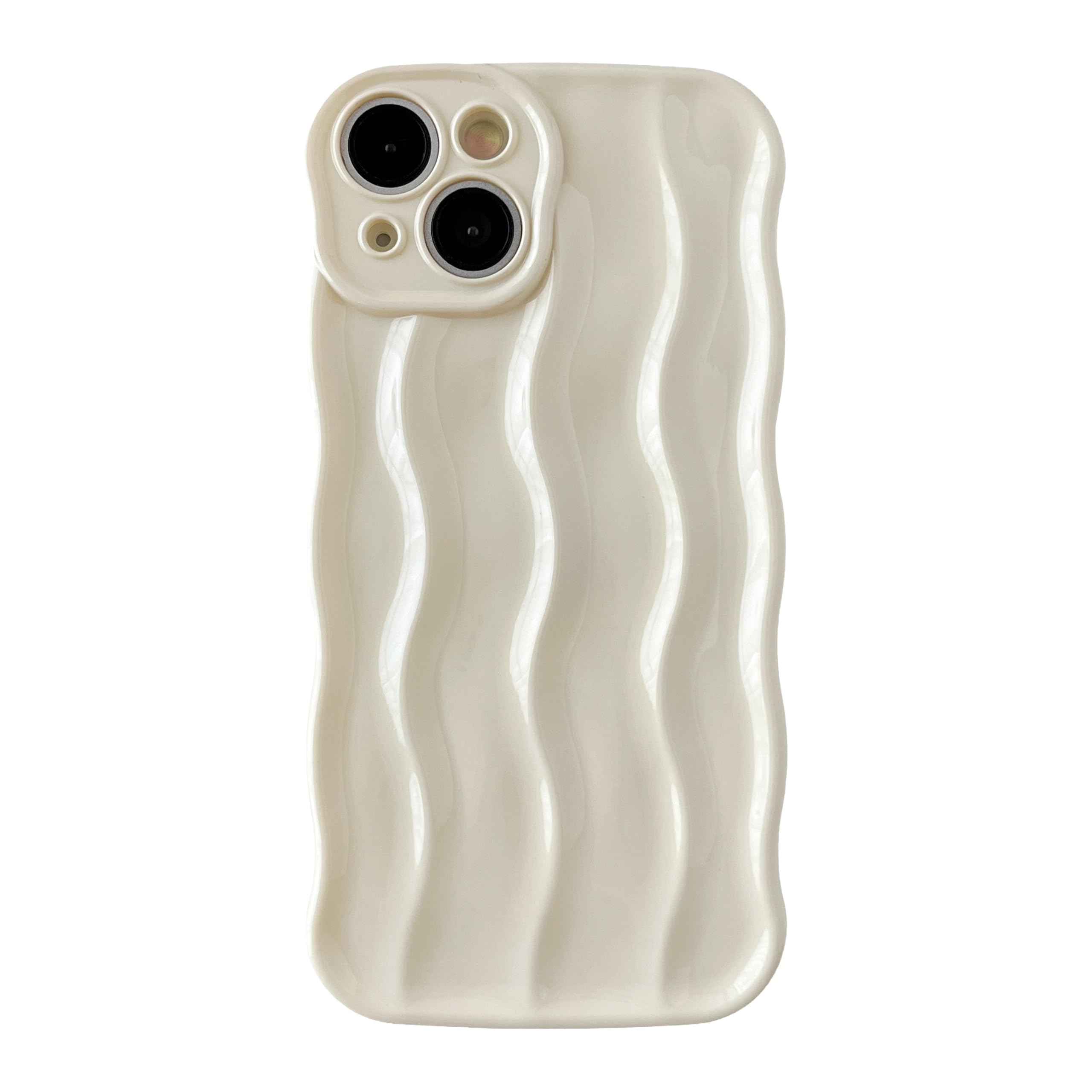 Photo 1 of Caseative for iPhone 15 Case,Water Ripple Pattern Curly Wave Frame Soft Phone Case (White)