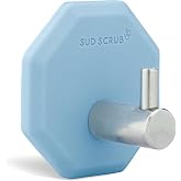 Sud Scrub&reg; Antimicrobial Shower Hook, Self Adhesive Hooks for Shower Wall, Heavy Duty Removable Wall Hooks, Stick On Hooks for Hanging, Bathroom Towel Hook (Blue)