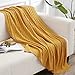 NTBAY 100% Pure Cotton Cable Knit Throw Blanket, Super Soft Warm 51x67 Knitted Throw Blanket for Couch, Sofa, Chair, Bed - Extra Cozy, Machine Washable, Comfortable Home Decor, Ginger Yellow
