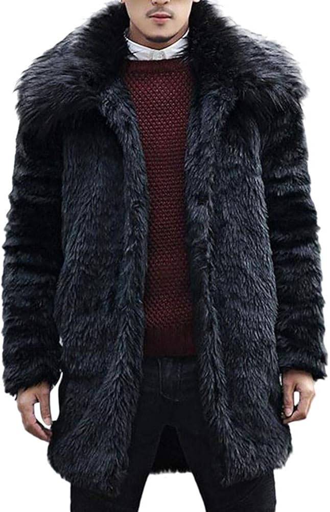 HX fashion Coat Mens Faux Men Collar Jacket Winter Coat Jacket