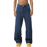 EMMIOL Baggy Jeans Men,y2k Jeans Cargo Design Wide Leg Loose Fit,Mens Denim Pants Vintage Skater Streetwear Relaxed