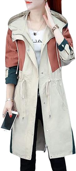 Amazon Shuming トレンチコート レディース ゆったり ロングコート フード付き 切り替え カジュアル アウタースプリングコート 春服 オーバーサイズ ウィンド ブレーカー コート ジャケット 通販