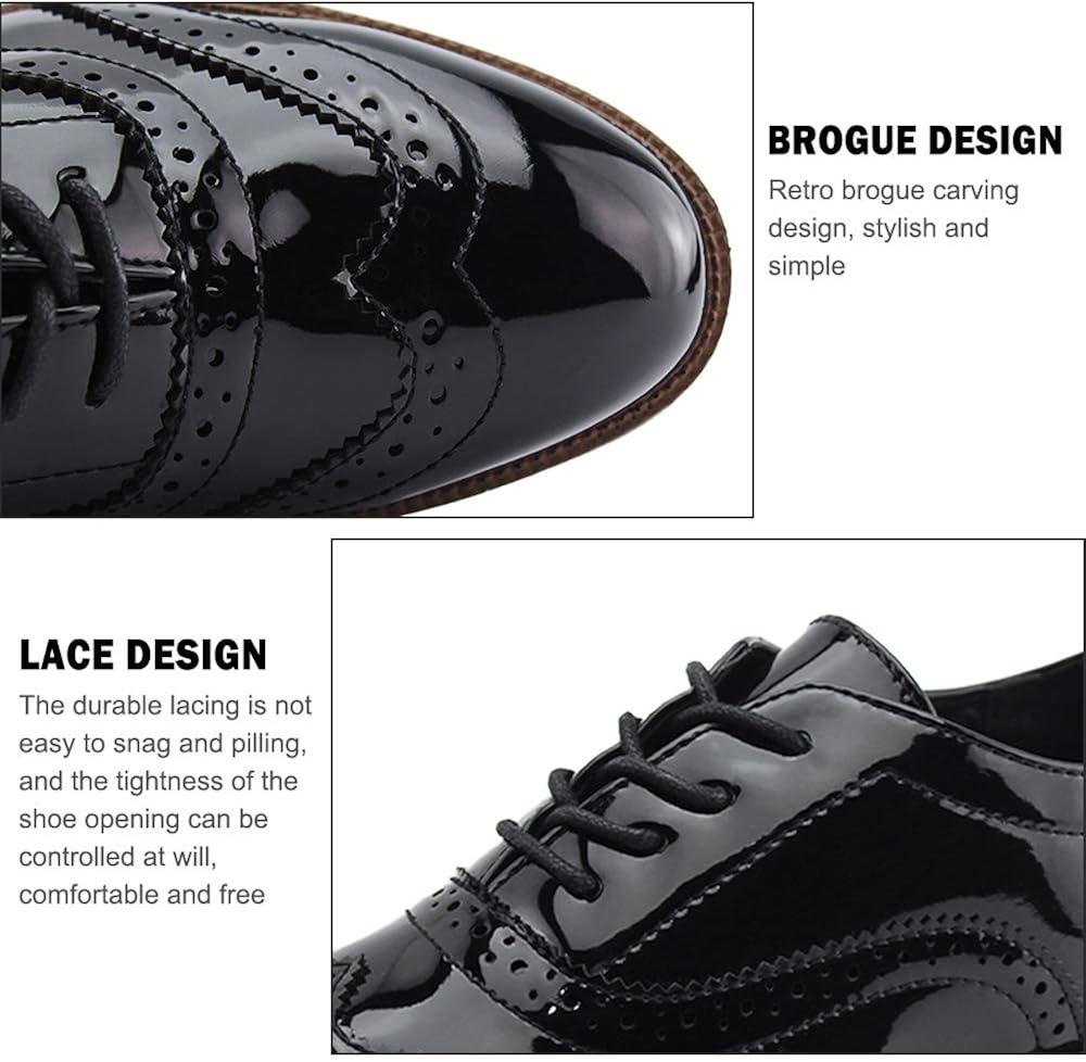  | JABASIC Women Lace Up Oxford Shoes Wingtip Brogue Walking Shoes | Oxfords