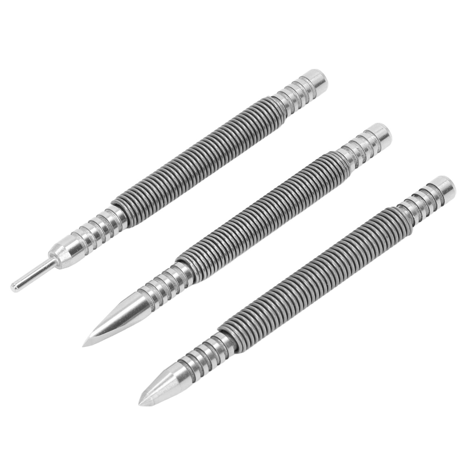 Spring Nail Punch, 3Pcs Carbon Steel Nail Set and Counter Punch 3500PSI Shock S Nail Set and Counter Punch for Wood Metal Glass