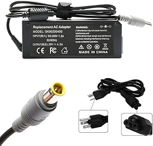 90W 20V 4.5A AC Laptop Power Adapter Charger for Lenovo Thinkpad E545 T530 T61 X140e X230; Edge 15 E430 E520 E530 E535; SL500 SL510 T430u T520 X120e X130e X131e X200 X201 X220 X230t X300 X60 S230u