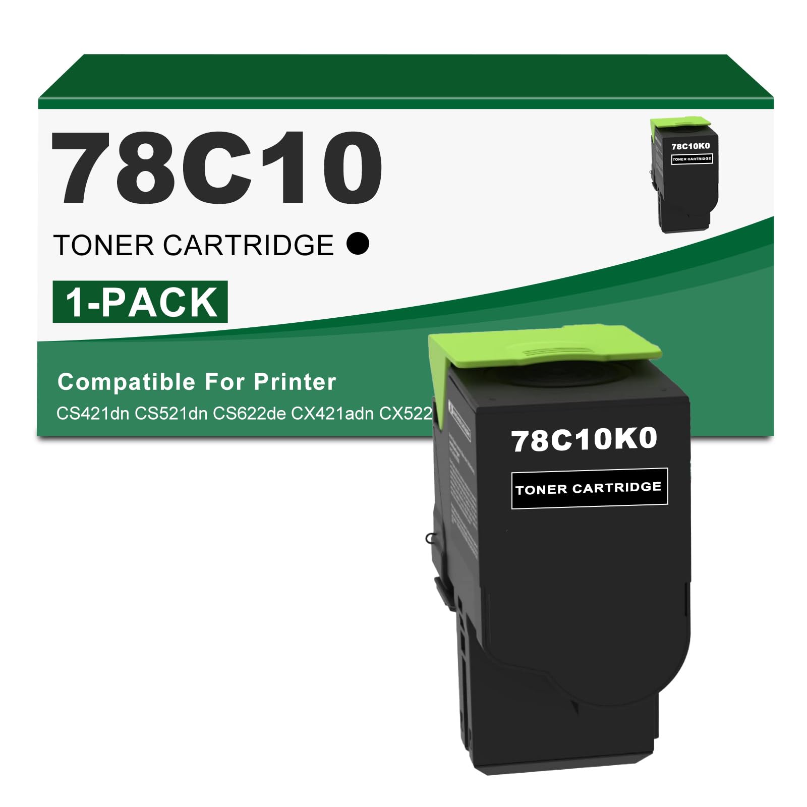 Photo 1 of 78C10 Black Toner Cartridge Replacement for Lexmark 78C10K0 for CS421 CS421dn CS521 CS622 CX421 CX522 CX622 CX625 Printer