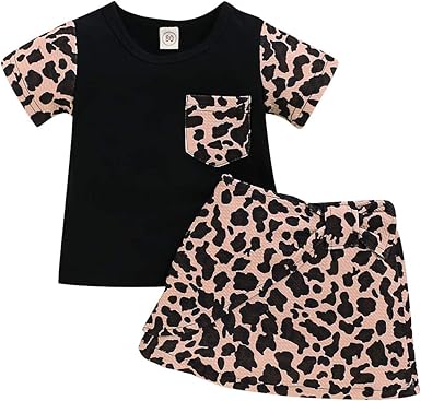 Toddler Baby Kids Girls Cotton Printed Sleeve Top Shorts Set Outfit Clothes