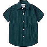 Mud Kingdom Boys Shirt Button Down Short Sleeve Collared Round Bottom Back Pleat Casual Summer