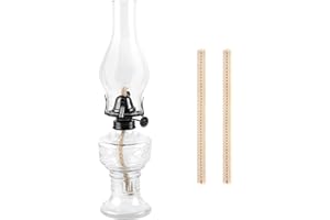 Zhongpu Reach Large Chamber Oil Lamp for Indoor Use Rustic Vintage Glass Hurricane Kerosene Lamp Lantern with 2 Pcs Wicks for Home Tabletop Decor and Emergency Lighting (Clear)
