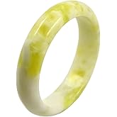 Jade Stone Bangle Bracelet -Round Multi-Polished Design with Box, Feng Shui Good Luck Accessory, Positive Energy Gift for Women Men