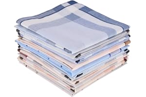 12 Pcs 100% Cotton Men’s Plaid Handkerchief, Soft Hanky with Classic Stripe, Ideal Gift Set for Men. (4 Styles) (Plaid)