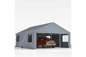 SANNWSG Carports 20X20 Heavy Duty,Car Port with 180G Removable Side Wall,Carport Canopy,Portable Car Port Garage,Car Shelter All Weather,Grey