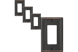 OKAWYC Single Decorator Light Switch Cover Luca Metal Wall Plate, 4-Pack Aged Bronze 1 Gang Single Rocker, Oil Rubbed Bronze for Receptacle Dimmer Switch GFCI Outlet, Decorative Wallplate, Durable