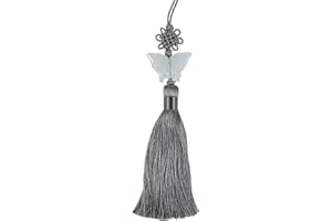 Seoulful Vintage Jade Butterfly Norigae - Korean Traditional Tassel Charm with Elegant Knot - Hanbok Accessory New Year's Gifts (Grey)