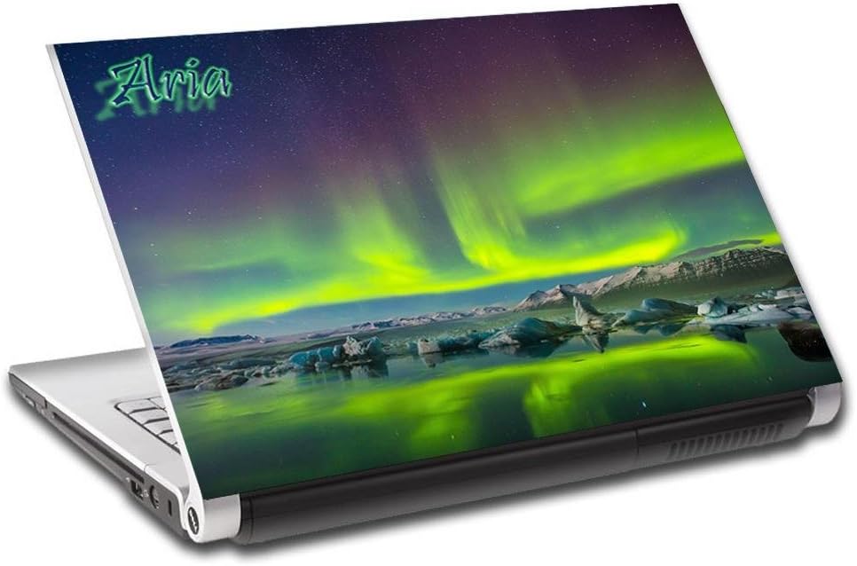 Aurora Borealis Northern Lights Personalized LAPTOP Skin Decal Sticker NAME L689, 14