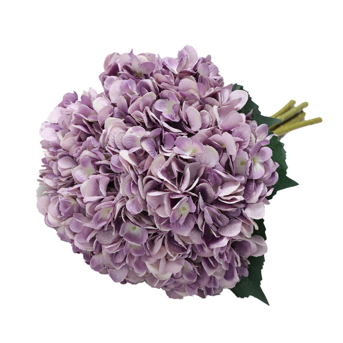 Tifuly Artificial Hydrangea Flowers, 5 PCS Realistic Single Long Stem Silk 6.6 Inch Flower Head Hydrangea Bouquets for Wedding, Home, Hotel, Party Decoration, Floral Arrangement (Purple)