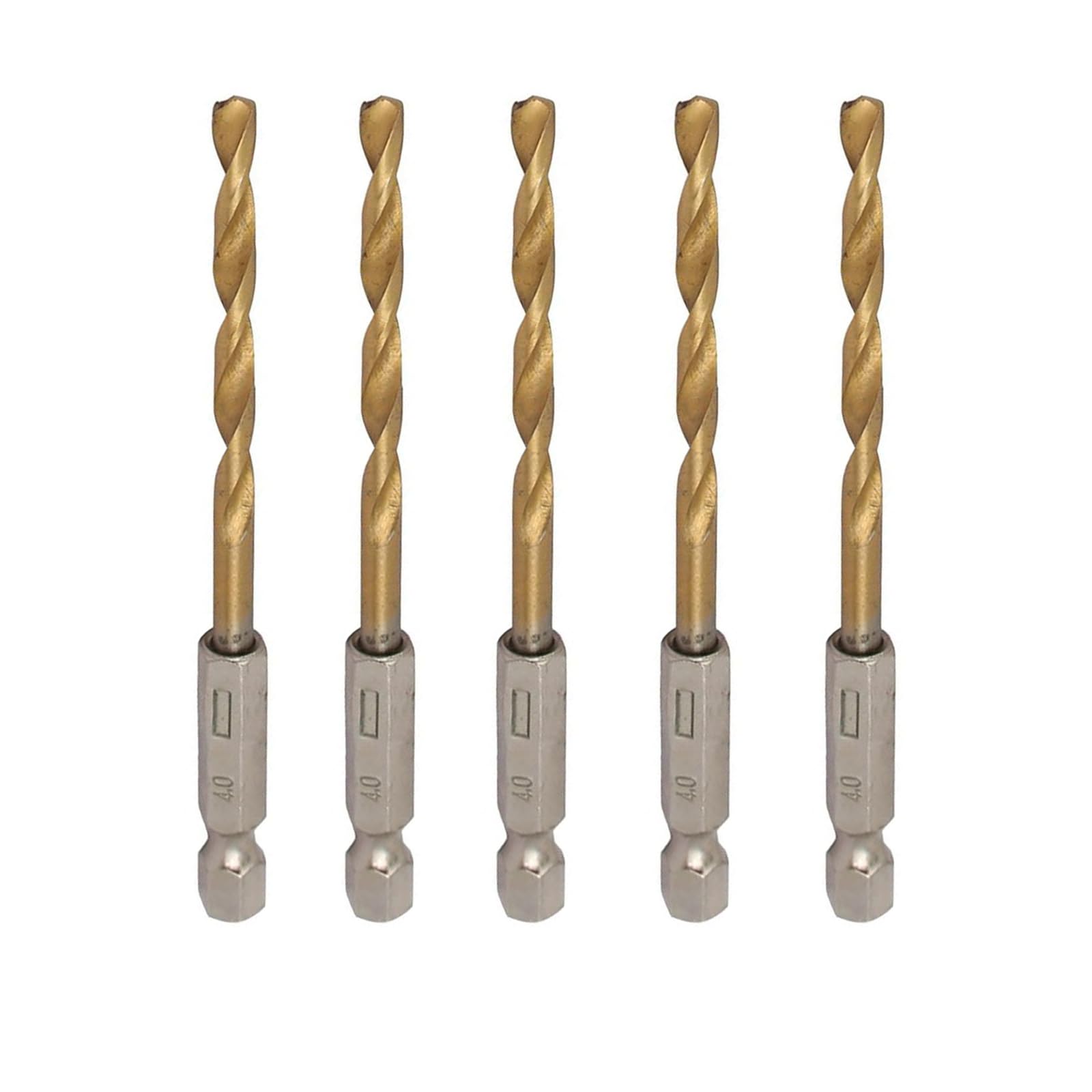 TOP-VIGOR 5Pcs 4mm HSS Hex Shank Twist Drill Bits, High Speed Steel Drill Bit Set 1/4 Inch Shank, Quick Change Drill Bits for Steel, Wood, Plastic, Aluminum