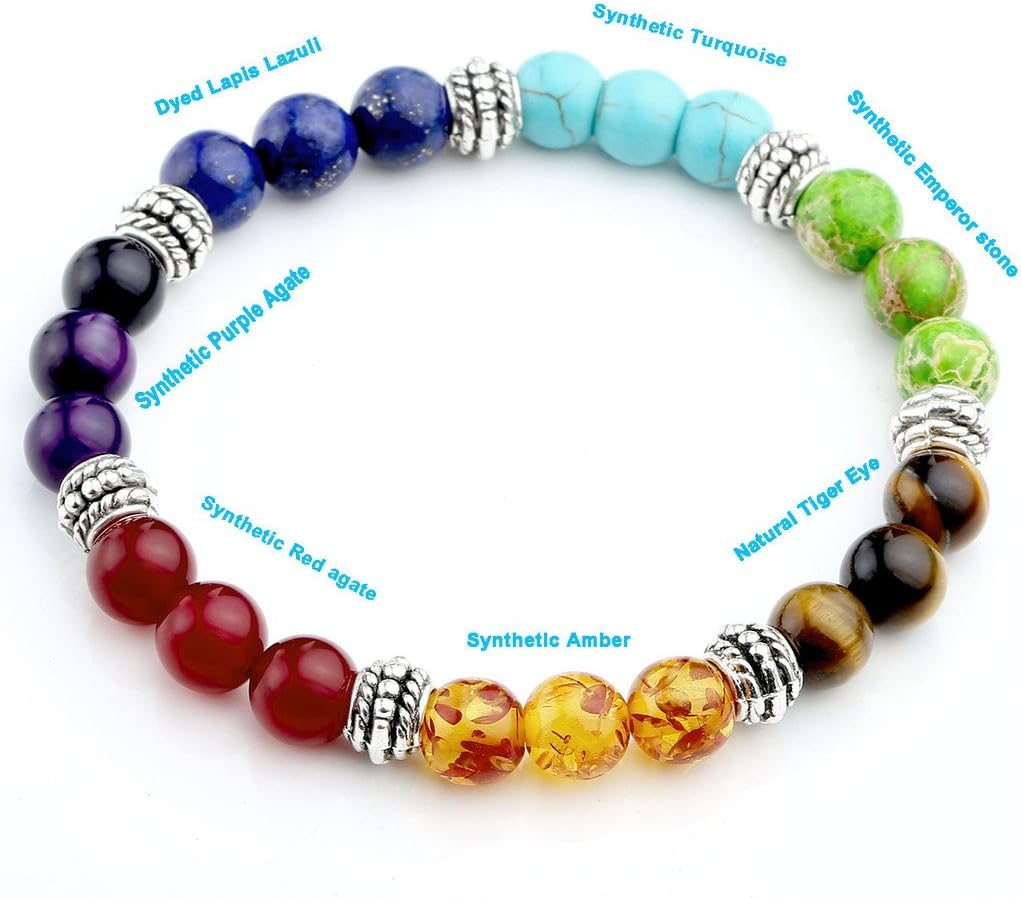Jovivi 7 Chakra Crystals Gemstones Healing Beads Bracelet Women Natural Stone Yoga Reiki Balancing Mala Meditation Beaded Lucky Charm Stretch Bracelet - Image 5