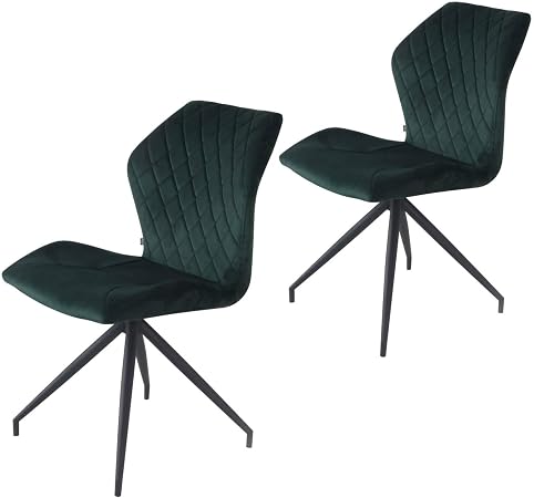 Rocky Dining Room Chairs Set Of 2 Design Chairs With Fabric Cover Velvet Dark Green Amazon Co Uk Kitchen Home