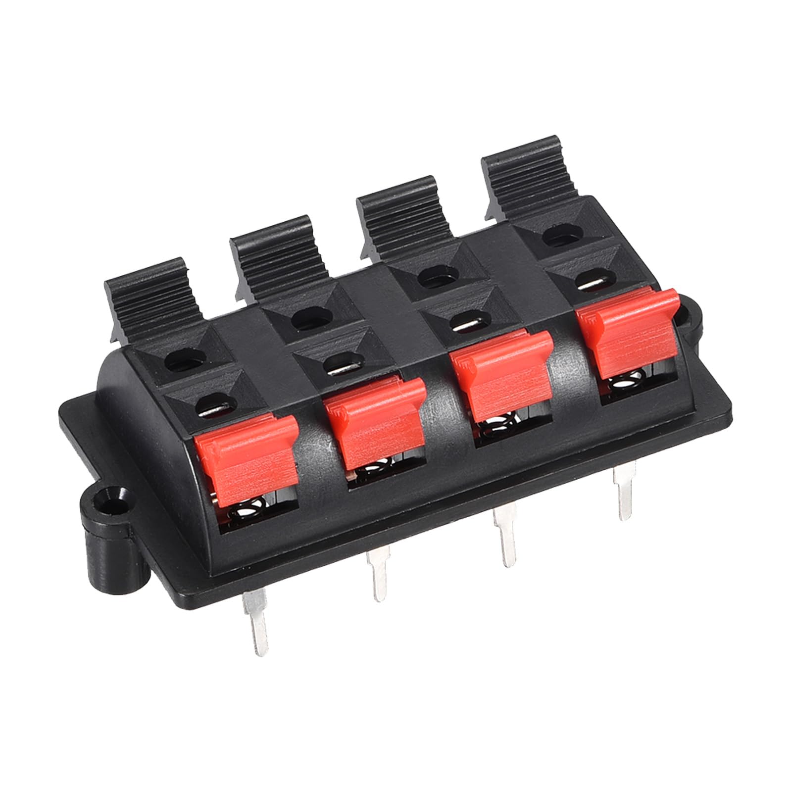 Rebower Spring Push Release Socket 2 Row 8 Position Speaker Terminal Connector, [for Speaker, Audio Player] - 2.5mm Hole Dia/Red Black