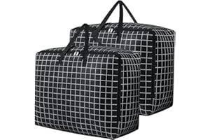 75L Large Storage Bags 2 Pcs Clothes Storage Bags with Zips Heavy Duty Oxford Cloth Moving Bags Waterproof Underbed Storage B