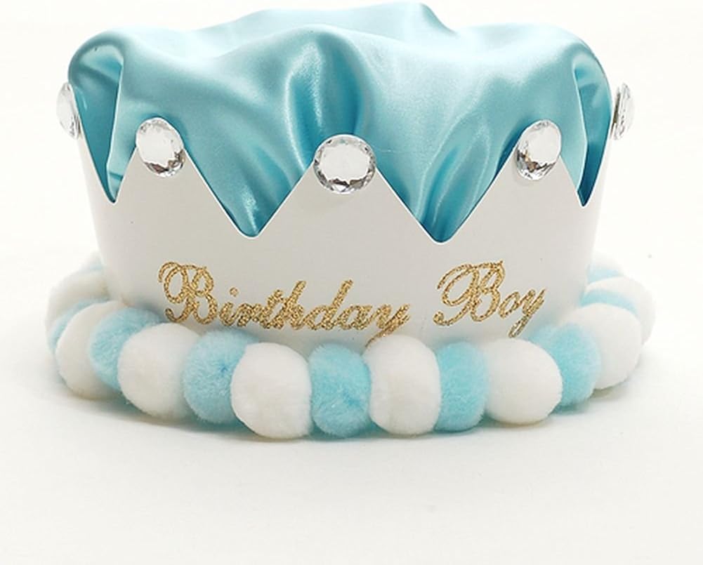 Boutique Blue White Birthday Party Crown Baby Toddler Little Boy Party