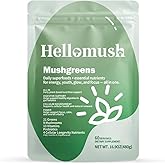 Hellomush Super Greens Powder Superfood, Daily Green Powder Supplement with Probiotics Drink Mix for Men & Women, Blend of Greens, Mushrooms, Vitamins, Probiotics and Cellular Nutrients