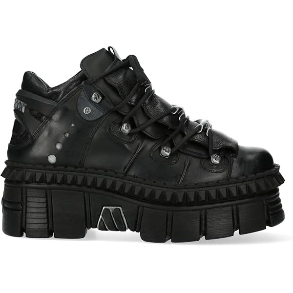 Amazon.com | New Rock WALL106-S13 Mens Black Leather Platform Punk