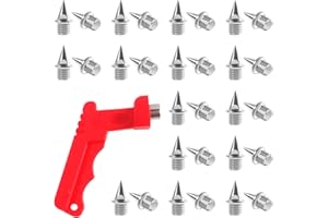 HAOIOKSC 32PCS 1/4 Inch Track Spikes - Stainless Steel Pyramid Spikes for Track Shoes, Cross Country & Sprint Running Shoes - Includes Spike Wrench, Replacement Spikes for Sports Short Running Shoes