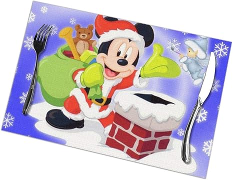 Amazon ミッキーマウスはプレゼントをあげています ランチョンマット かわいい おしゃれ 食卓飾り 滑り止め 断熱 家庭レスト ラン用 プレース マット 6枚セット 30x45cm ランチョンマット オンライン通販
