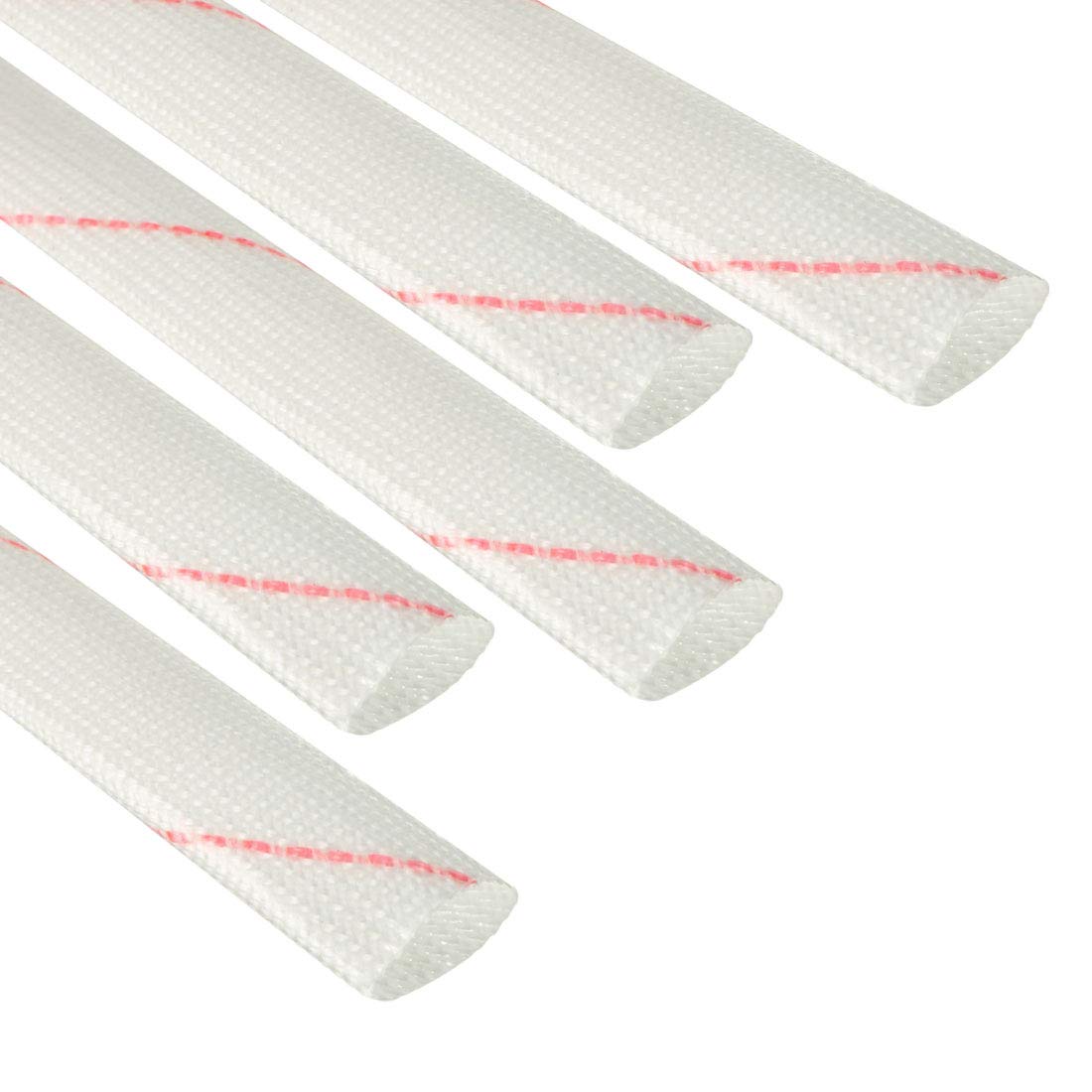 sourcing map 5pcs Fiberglass Heat Shield Sleeve 12mm(1/2-inch) ID x 2.89ft Adjustable PVC Silicone Fiberglass Sleeve Pipe