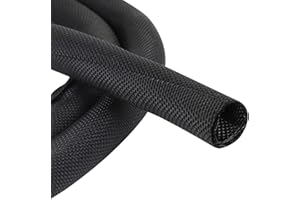 BUYUNEED Black Braided Cable Management Sleeves Wire Loom Tubing Cord Protector Self-Wrapping (1/2"-12Feet)