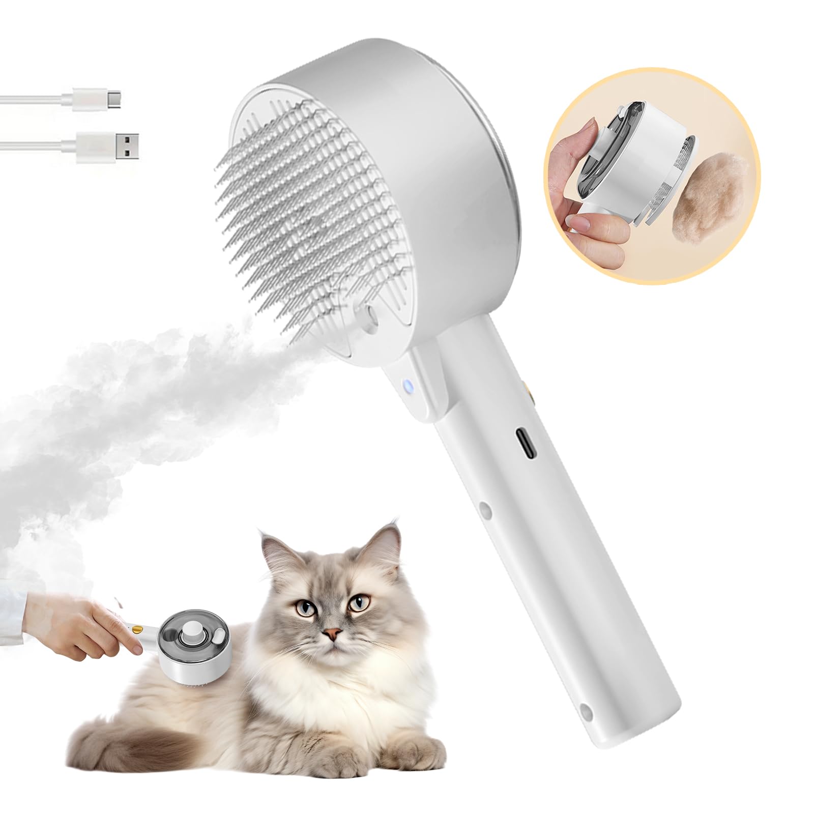 Photo 1 of Cloud Care Cat Brush for Indoor Cat Steam Brush for Shedding Spritz Defur Comb for Cats Dogs Steam Brushes for Long Short Hair Cats Dogs Pet Steam Brushes for Massage Grooming Self-Cleaning