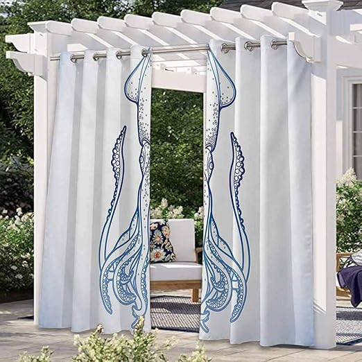 Anmaseven Kraken Panel de cortina para patio y jardín, figura de