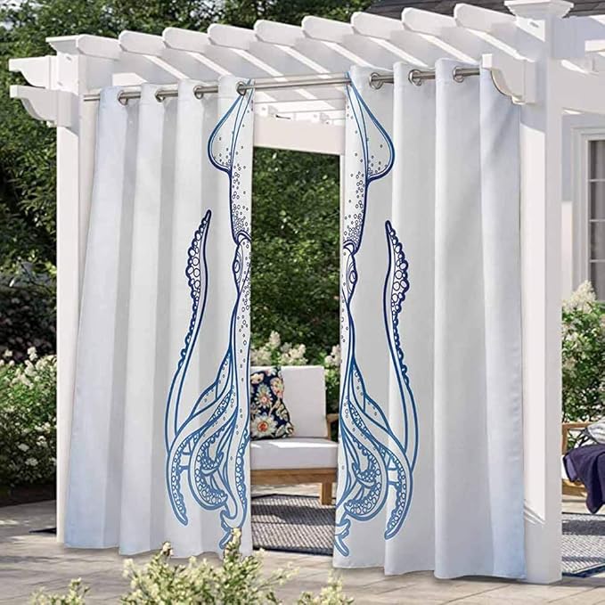 Anmaseven Kraken Panel de cortina para patio y jardín, figura de