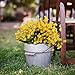6Pack Artificial Flower Fake Yellow Daffodils Greenery Shrubs Plants Plastic Bushes Indoor Outside Decor