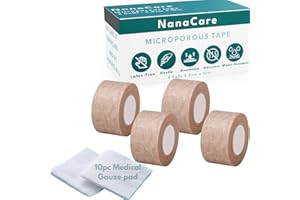 NanaCare Tan Microporous Surgical Tape 1" x 11yd | Micropore Tape | Skin Coloured Nose Tape |Medical Tape for Skin, Dressings & Rhinoplasty Recovery| First Aid for Sensitive Skin (2.5cm)
