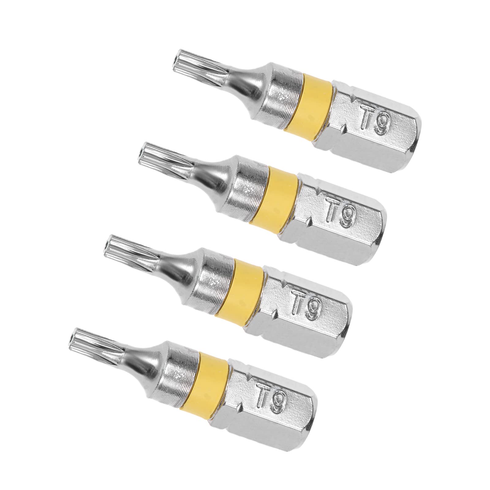 Kozelo Torx Bit - [1 Inch x H1/4 x T9] Hex Shank Security Screw Driver Batch Head with Yellow Ring for Socket Screwdriver Handle Use