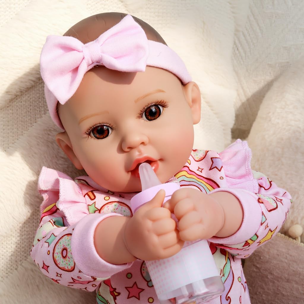Photo 1 of GOAROY Baby Dolls, 18 inches Large Realistic Cute Soft Body Baby Doll Real Life Baby Dolls Girl, with Bottles & Pacifier, Diapers and Bibs, Gift Idea for Ages 3+