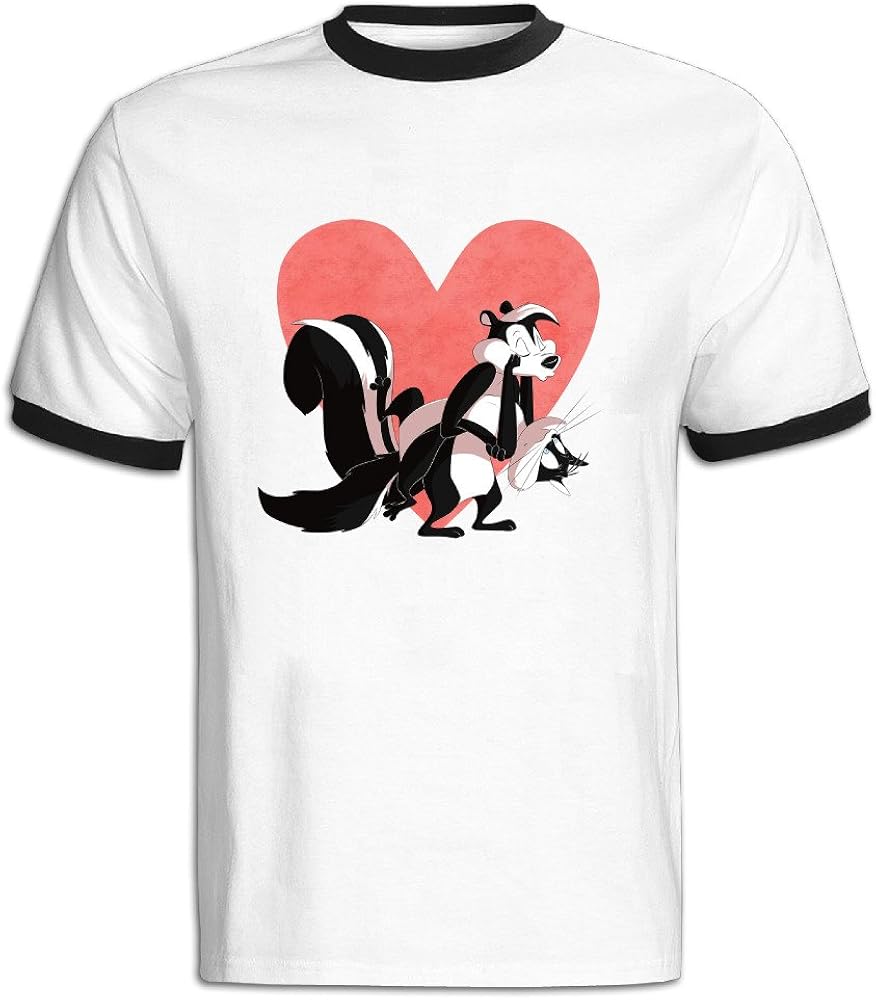 Men's Black Unique Pepe Le Pew Looney Tunes T-Shirts US Size