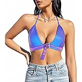 Liliam Women's Reflective Crop Top Metallic Tank Strapless Cami Vest for Party Festival