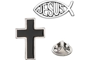 JDRGJTH Tie Pins for Men,Lapel Pin for Men,Cross Pin,Jesus Fish Brooch,Cartoon Fish Pin Christian Jewelry Lapel Pin for Religious Lapel Pin Gift