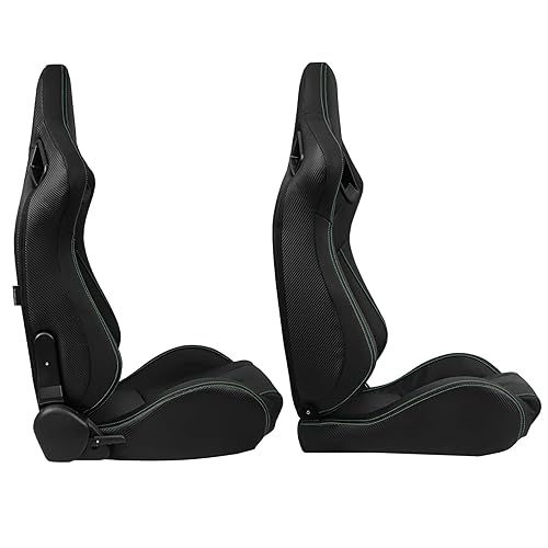 thumbnail image 2 of For Cars IKON MOTORSPORTS, Universal With Dual Sliders, Reclinable Blue & Black PU Carbon Leather With Hexagonal Quilting Sport Bucket Seats, 1 Pair Driver Passenger Side, - Canada Racing Seats 2 of 12