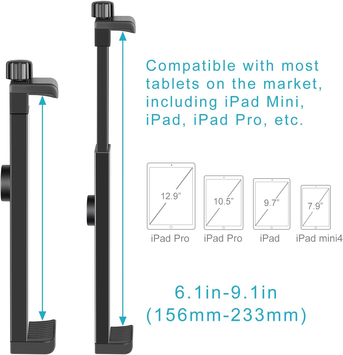 Neewer Tablet Tripod Mount - Adapter Holder 16-23.5cm for iPad Mini Air, Pro, Surface, Samsung Tab 7.0 Series - Image 4