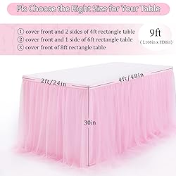 9FT Pink Tulle Table Skirt 2 Layer Tutu Table