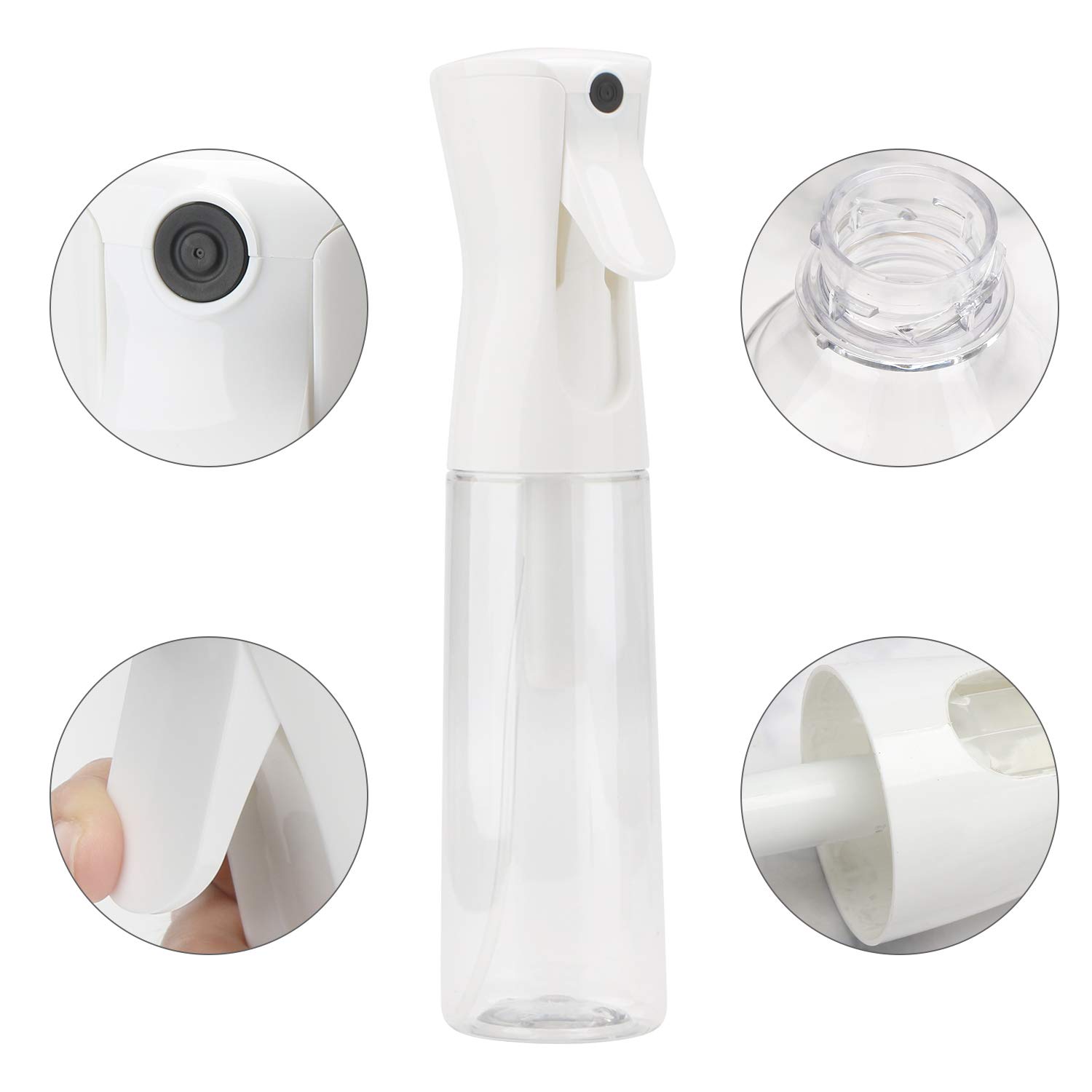 Clear Spray Bottle for Hair, Suream 12.2oz/360ml Fine Mist Continuous Water Sprayer for Salon Use, Refillable Empty Plastic Stylist Mister for Moistening Hair, Misting Plants and Cleaning Solution: Beauty