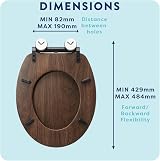 Croydex Soft Close Wooden Toilet Seat Walnut with Black Hinges view 4