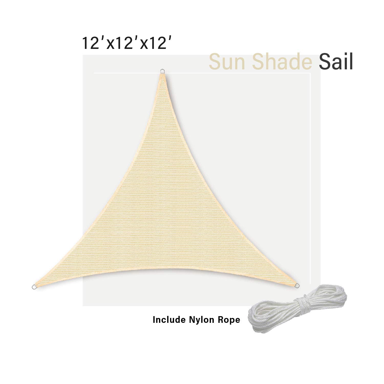Shade Screen 12' x 12' x 12' Patio Backyard Deck UV Block Fabric - Triangle Beige